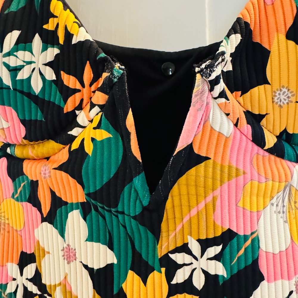 Volcom Pink and Orange One Piece Swimsuit Retro Floral - Picture 3 of 8